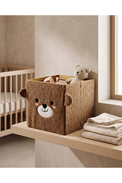 REDTAG Brown Embellished Fur Storage Box