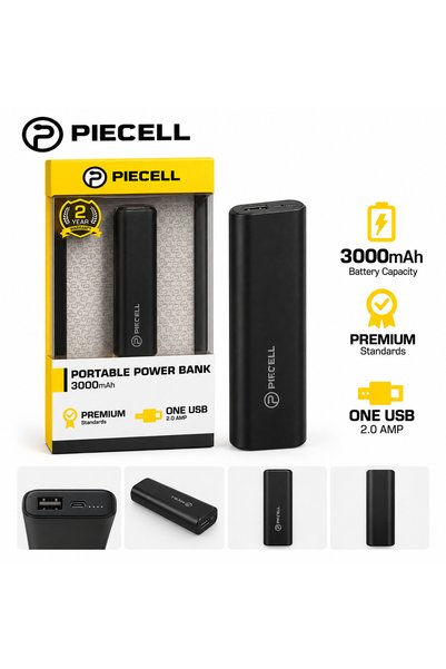 PIECELL بنك طاقة محمول بسعة 3000 مللي أمبير - شاحن خارجي صغير الحجم مع مخرج U...