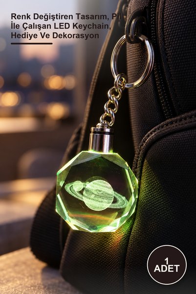 Yenilig 1 bucată breloc Saturn din cristal luminos – design care își schimbă ...