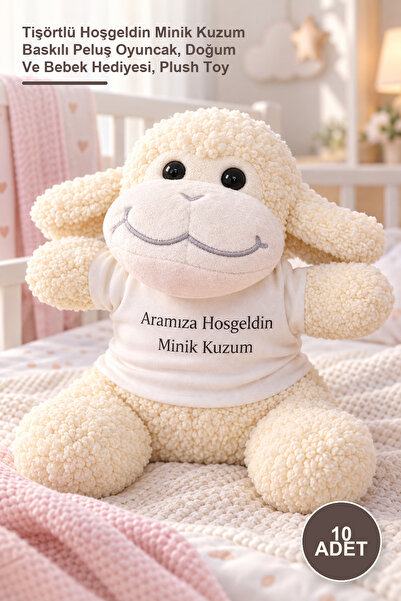 Yenilig 10 Plush Lambs – Plush Toy with T-Shirt and Printed Welcome My Little...