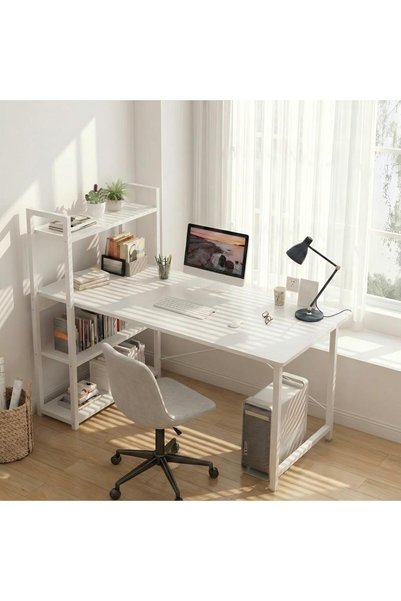 KidLe 110x60cm Home Office Writing Computer Desk Modern Simple Study Table White