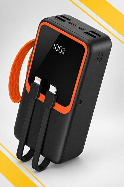 kawigo 30.000 mAh Powerbank 22.5W Hızlı Şarj Dahili Type-C Lightning Kablolu Dijital Göstergeli