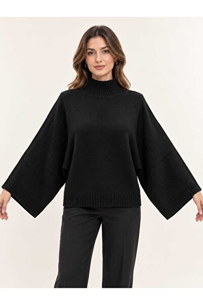 ASEZ BUTİK ZERAFETİN ADRESİ Asez Boutique Women's Turtleneck Bat Sleeve Overs...