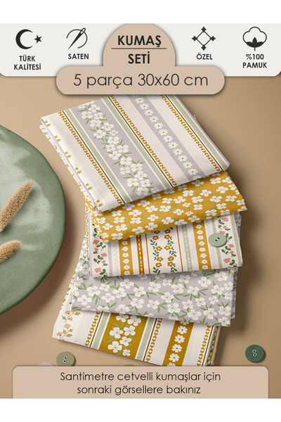 FabricMarket Σετ πάνελ από 100% βαμβακερό ύφασμα, 5 διαφορετικά σχέδια 30x60 ...