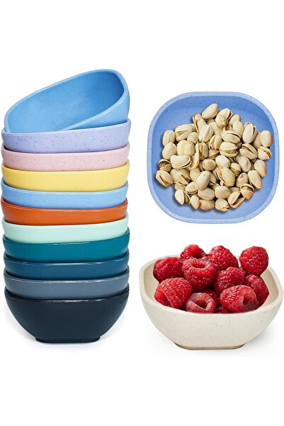 GENERAL 12 Pack Mini Square Dinnerware Bowls for Kids, 4.5 OZ Unbreakable Whe...