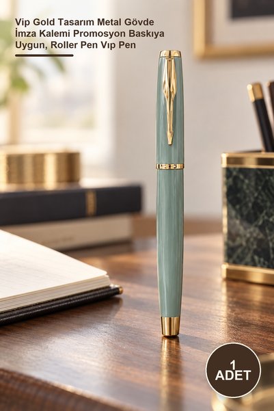 Yenilig 1 Adet Metal Roller Kalem – Vip Gold Tasarım Metal Gövde İmza Kalemi Promosyon Baskıya Uygun, Roller Pen Vıp Pen