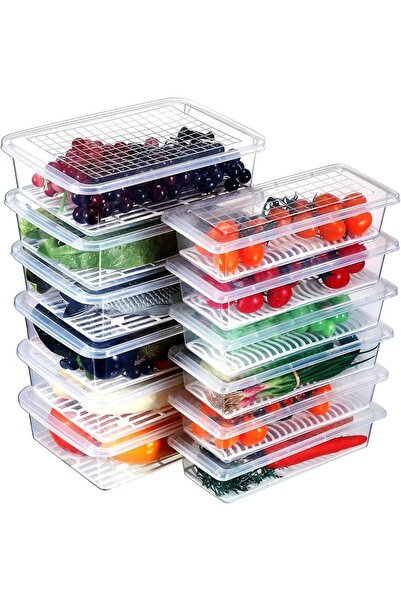 Meanplan 12 Packs Food Storage Containers for Fridge Plastic Refrigerator Org...