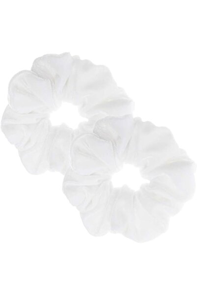 PIDOUDOU 2 Pcs Large Size White Color Scrunchies for Women Hair Elastic Bands