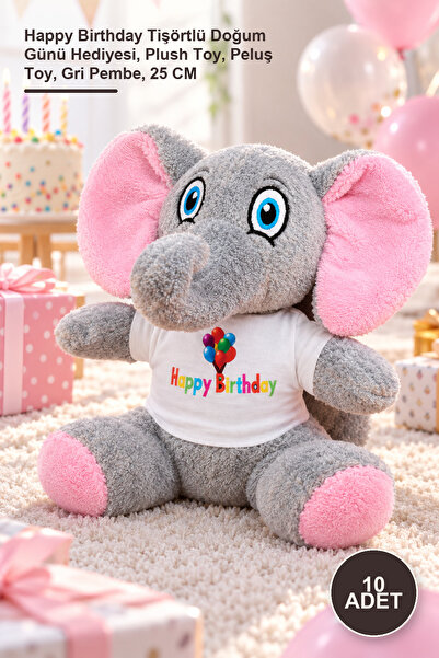 Yenilig 10 Pieces Plush Toy Elephant – Birthday Gift with Happy Birthday T-Sh...