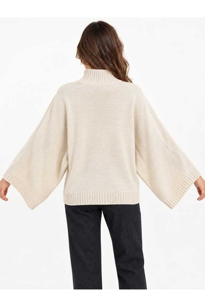 ASEZ BUTİK ZERAFETİN ADRESİ Asez Boutique Women's Turtleneck Bat Sleeve Oversize Knitwear Sweater