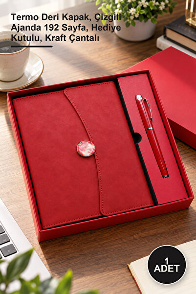 Yenilig 1 Leather Lined Notebook and Metal Rollerball Pen Set – Thermo Leathe...