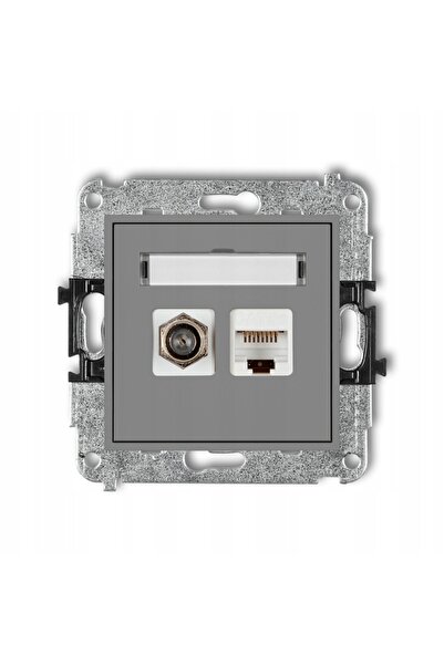 KARLIK Priză antenă tip MINI F+RJ45 gri mat