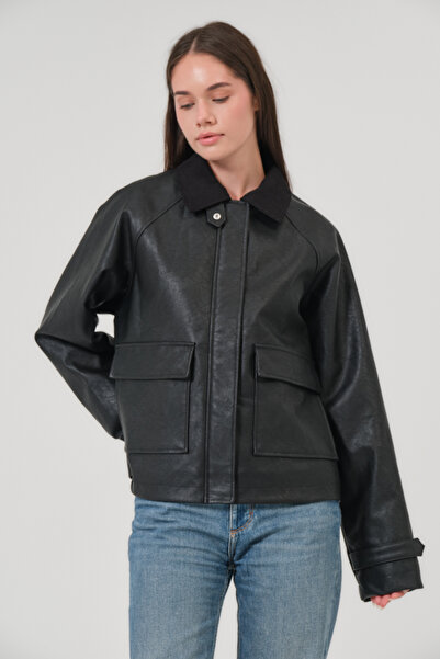 PIQUE Women's coat women's faux leather short coat