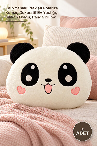Yenilig 2 Pieces Panda Pillow – Embroidered Polarized Fabric Decorative Home ...