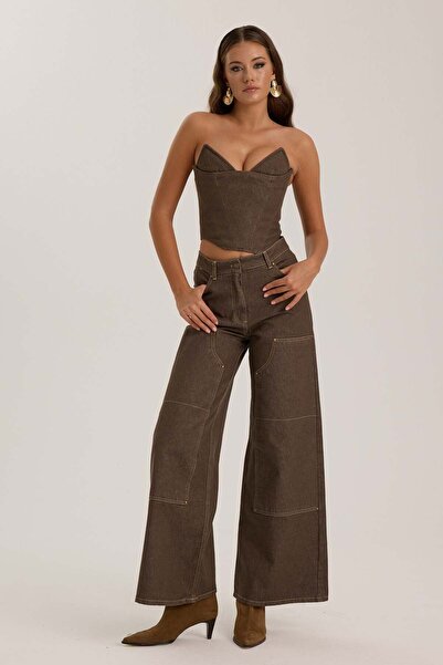 NOK İSTANBUL Western Chic Denim Pants DARK GREEN
