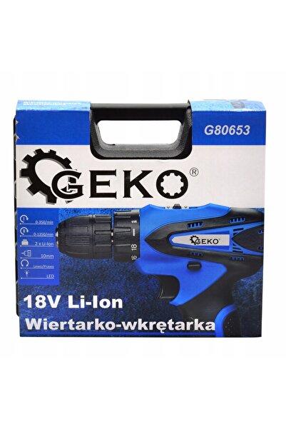 GEKO Mașină de găurit/înșurubat 18V Li-Ion 2x baterii LED + cutie G80653