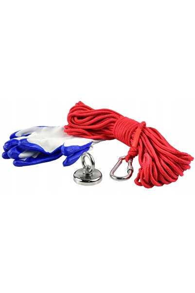 GEKO Magnet de neodim de 50 kg - Kit cu frânghie de 20 m și mănuși