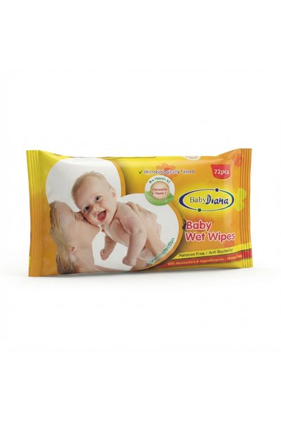 Baby Diana Chamomile Oil Wet Wipes 72 Pieces, Paraben Free, Alcohol Free, pH ...