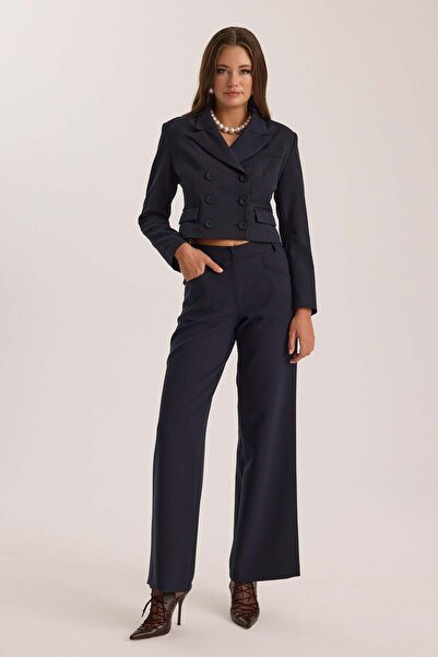 NOK İSTANBUL Iconic Heidi Straight Cut Classic Pant Dark Blue