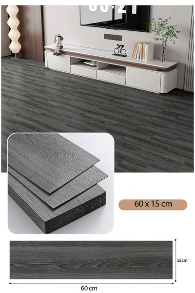 Bien Home 11 Adet, 60x15 Cm 1 m² Açık Gri Meşe, Gri-Bej Tonlarında Esnek Yıkanabilir Kesilebilir Silinebilir Zemin Duvar Parke Yer Döşemesi Kendinden Yapışkanlı PVC Zemin Kaplaması -Z003