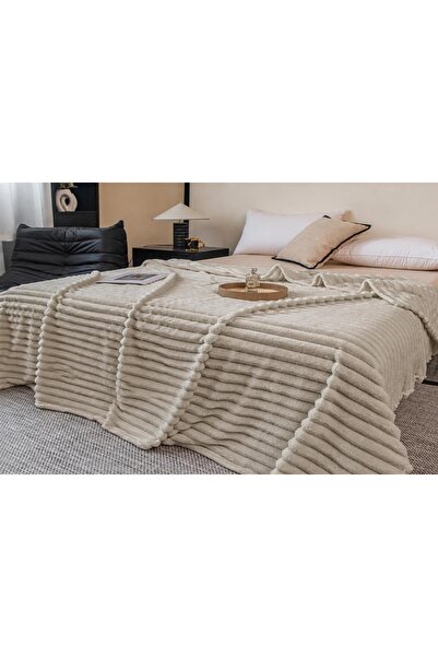 MILANO COLLECTION Cocolino Κουβέρτα Πρέμιουμ με Ριγέ Ανάγλυφο Σχέδιο, 200x230...