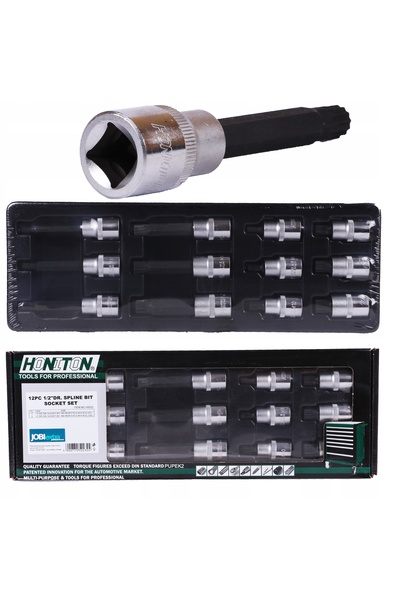 Honiton Set de chei tubulare de 1/2 inch cu 12 caneluri INSERT DE DULAP