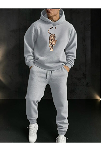 tkn your style Men's Leopard Star Top Bottom Set Fashion Print Design Hooded ...