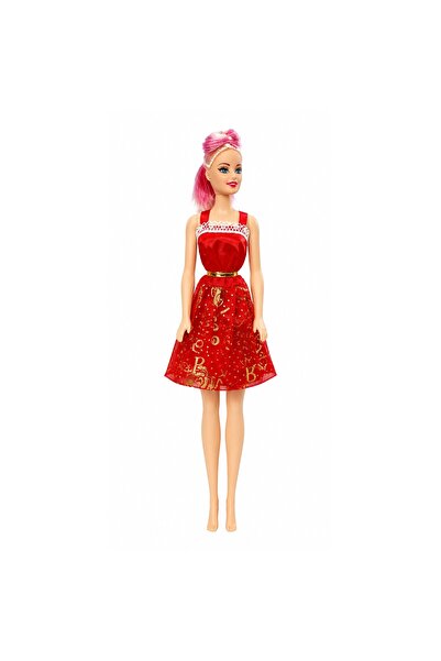 OEM Păpușă fashion pentru fete, rochie roșie, 25 cm