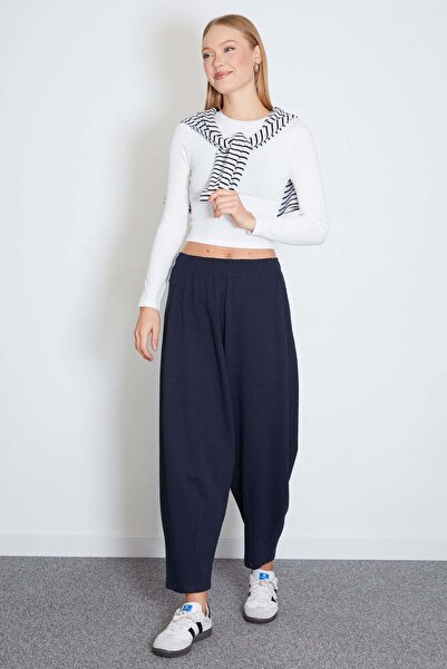 Fulla Moda Elastic Waist Ribbed Shalwar Sweatpants