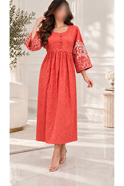 RONZA Cotton Embroidered Midi Jalabiya