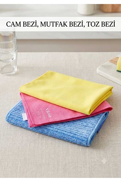 Silva Premium Microfiber Cleaning Set (3) Non-Marking Glass, Kitchen and Dust...