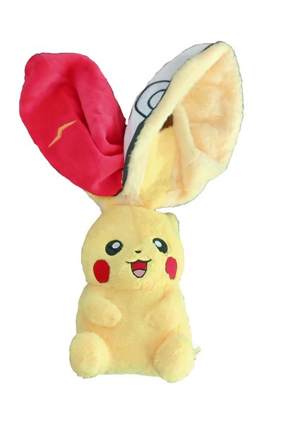Pikachu Pokemon Pikaçhu 40 cm (20+20) Fermuarlı Vantuzlu Çantalı Pelüş Pikaçu