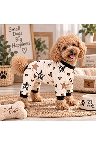 DOGİ&DOG Small Breed Star Leopard Dog Outfit Dog Jumpsuit (1-10kg)