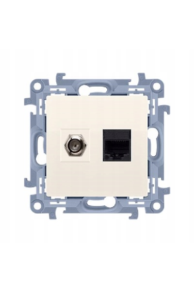 Kontakt-Simon Priză de antenă Simon 10 tip F cu RJ45 cat.5e crem CASFRJ455.01/41