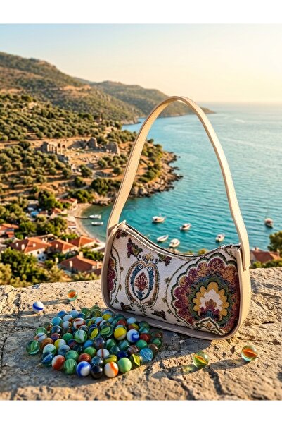 YMZBAG حقيبة الرغيف الفرنسي ذات الحافة الذهبية المفتوحة المنسوجة الأصلية