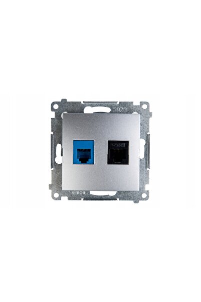 Kontakt-Simon Priză de calculator Cat.5 RJ45 + RJ12 SIMON 54 D5T.01/43 Argint...