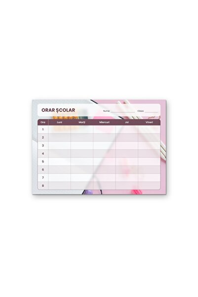 OEM Orar Școlar Caiet și Creioane, Luni-Vineri 8 Ore, Carton 250g, A4 Peisaj