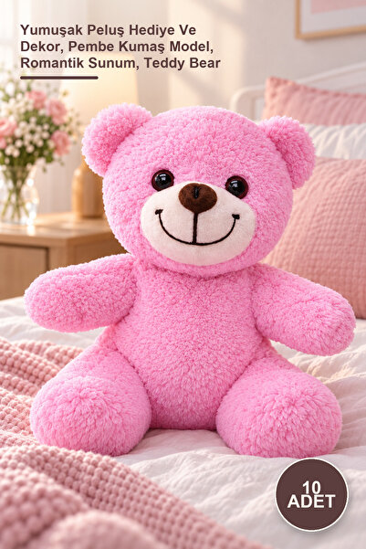 Yenilig 10 Cute Plush Teddy Bears – Soft Plush Gift and Decoration, Pink Fabr...