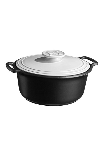 Emile Henry Ceramic Cocotte cooking pot, 28.5cm/4L, "Sublime +", White&Slate -