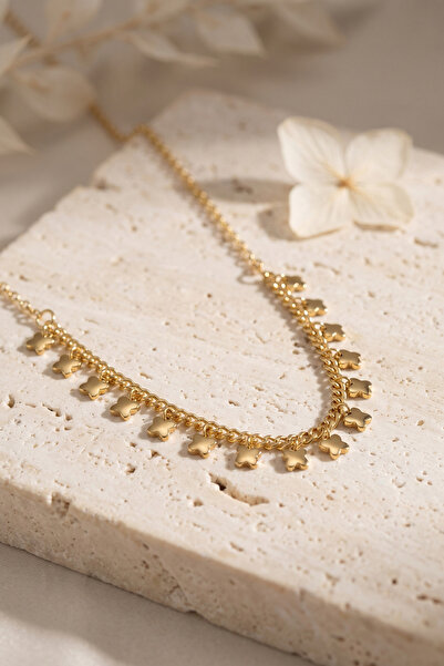 GeeS Global Gold Brass Clover Model Women's Necklace