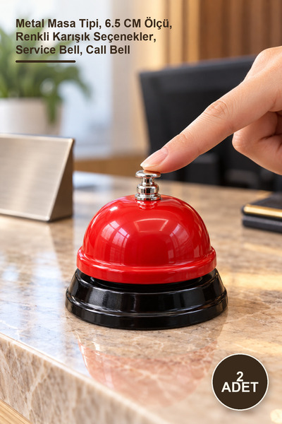 Yenilig 2 Adet Resepsiyon Zili – Metal Masa Tipi, 6.5 CM Ölçü, Renkli Karışık Seçenekler, Service Bell, Call Bell