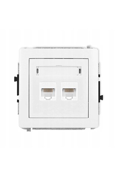KARLIK DECO Priză de calculator dublă 2xRJ45 cat 5e alb lucios DGK-2