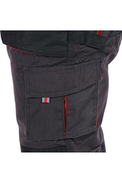 yato Pantaloni de lucru pentru grădinărit BASALT S, 11 buzunare, negru/roșu