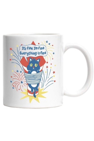 INOVATIX Cana alba personalizata, Amuzant It's fine I'm Fine Everything Is Fi...