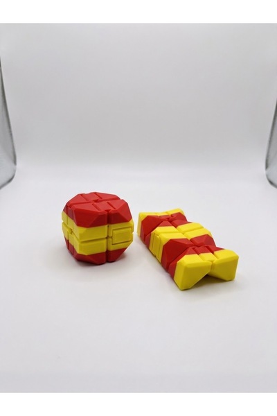 Stres Önleyici Katlanabilir Akıl Oyuncağı & Fidget Katlaç (Sarı - Kırmızı) 7 cm