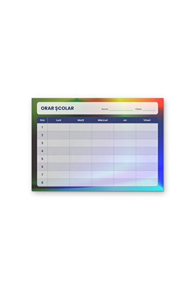 OEM Orar Scolar Gradient Albastru, Luni-Vineri 8 Ore, Carton 250g, A4 Peisaj
