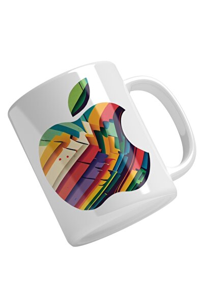 INOVATIX Personalized white mug, Still Apple Symbol, Colorful Apple, Bite Mar...