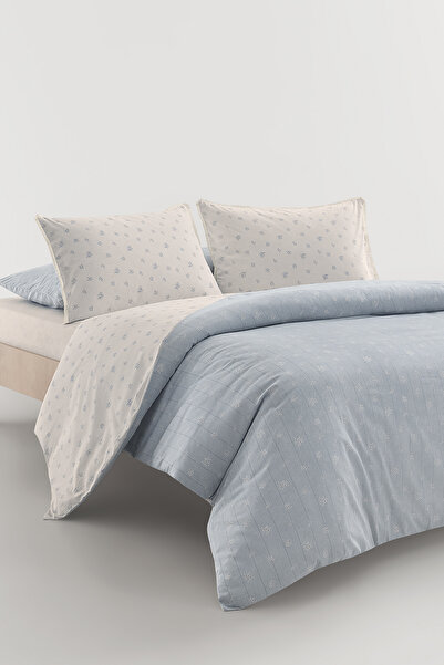 Yataş Aysha 100% Cotton Double Duvet Cover Set - Blue