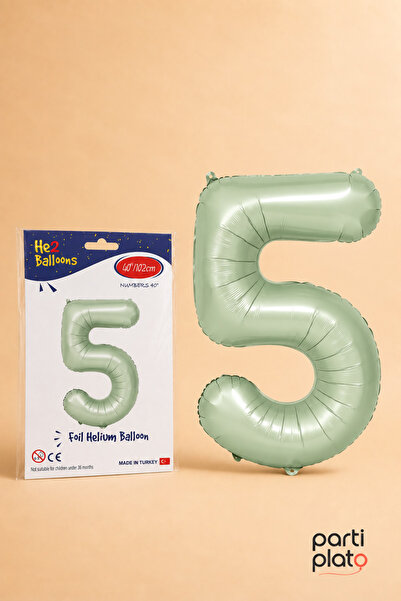 He2 Balloons بالون من رقائق الفويل باللون الأخضر المائي، رقم 5، مقاس 40 بوصة ...