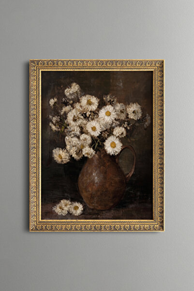 epiqart Daisies in a Copper Jug - Vintage Patterned Painting - Fine Model